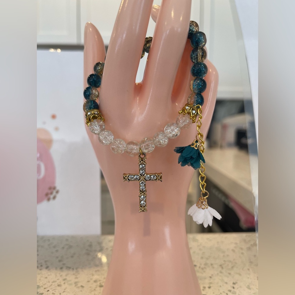 Blue/Gold Glass Bracelet